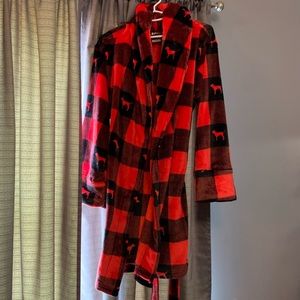 EUC VS PINK plush fleece robe size M/L